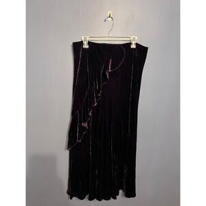 Lauren Ralph Lauren Maxi Velvet Ruffle Paisley Purple Skirt SZ LG Goth‎ Fairy